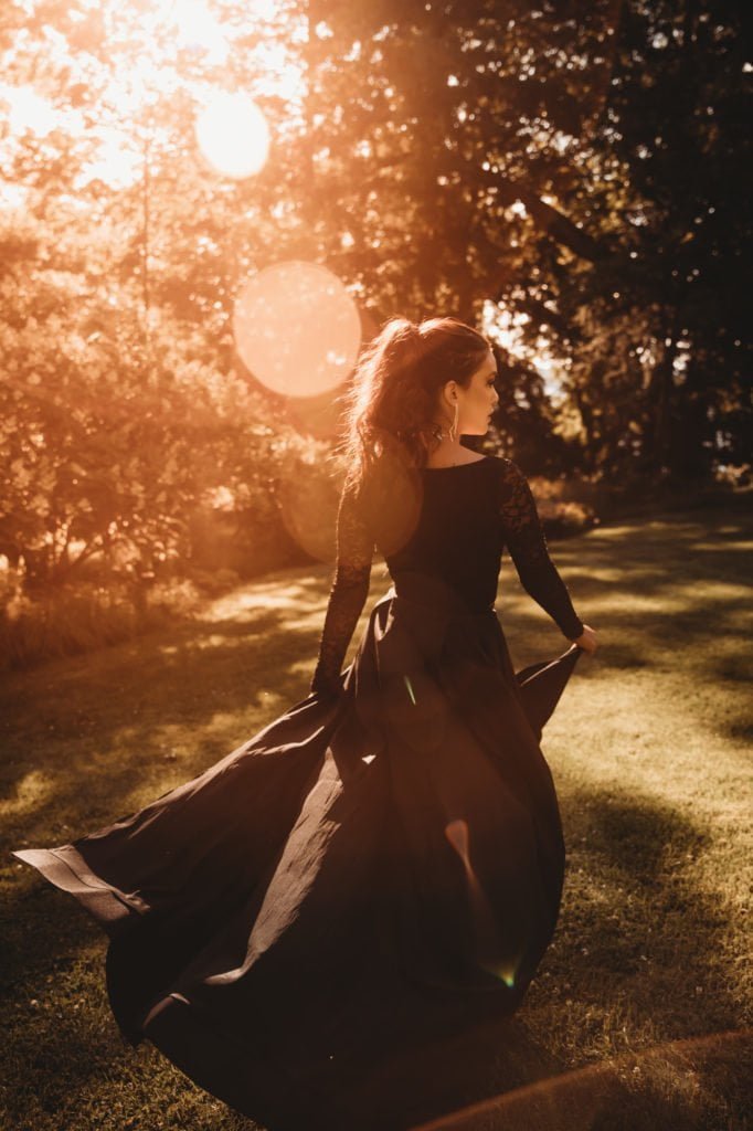 fashion photography long black dress 