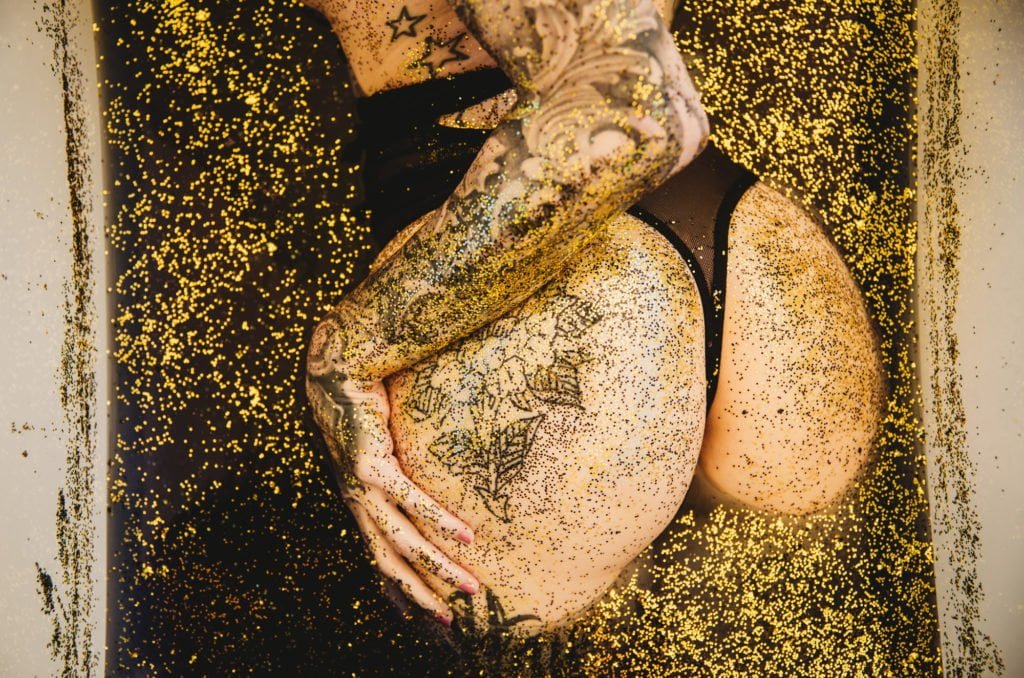 sexy body bear claw bathtub boudoir tattoos body glitter photoshoot